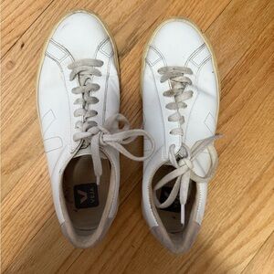 Veja White Sneakers with Beige Accents